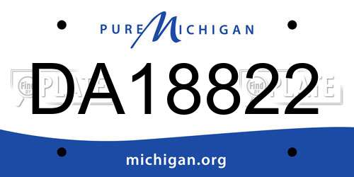 DA18822 Michigan License Plate