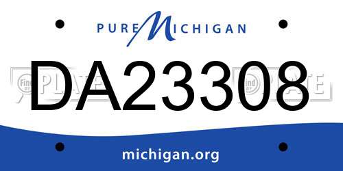 DA23308 Michigan License Plate