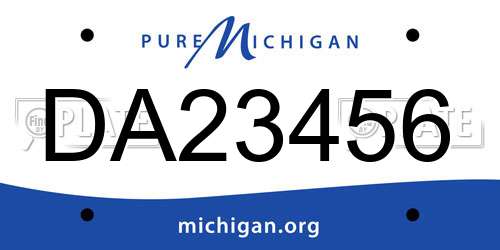 DA23456 Michigan License Plate