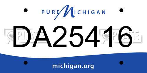 DA25416 Michigan License Plate