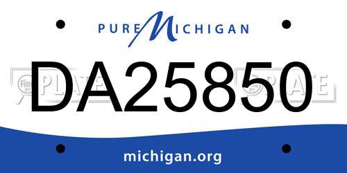 DA25850 Michigan License Plate