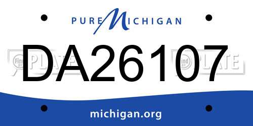 DA26107 Michigan License Plate