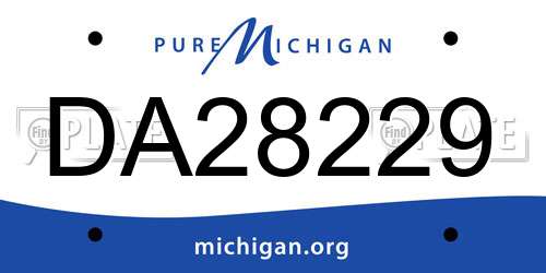 DA28229 Michigan License Plate