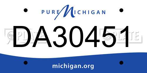 DA30451 Michigan License Plate