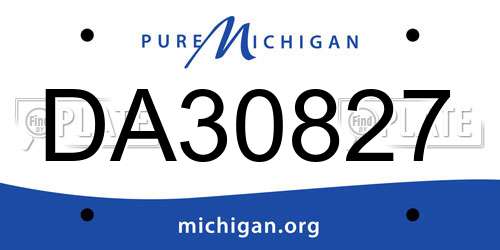 DA30827 Michigan License Plate