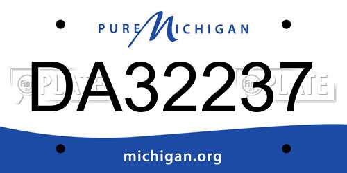 DA32237 Michigan License Plate