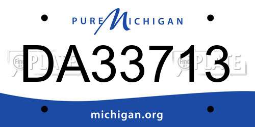 DA33713 Michigan License Plate