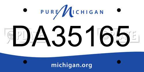 DA35165 Michigan License Plate