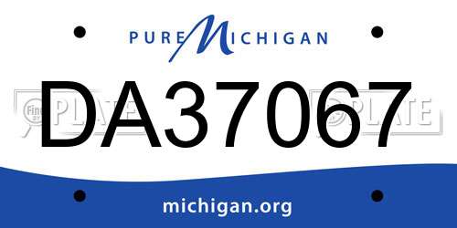 DA37067 Michigan License Plate