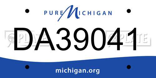 DA39041 Michigan License Plate