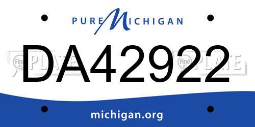 DA42922 Michigan License Plate