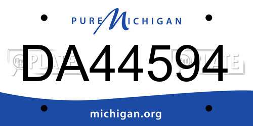 DA44594 Michigan License Plate