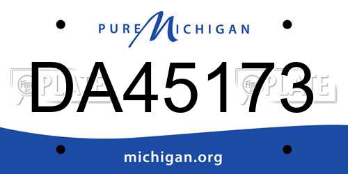 DA45173 Michigan License Plate