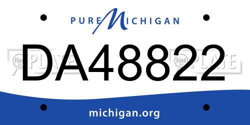 DA48822 Michigan License Plate