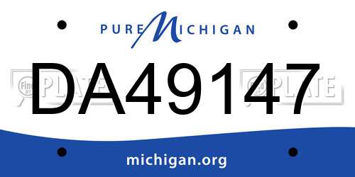 DA49147 Michigan License Plate