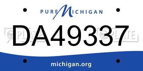 DA49337 Michigan License Plate