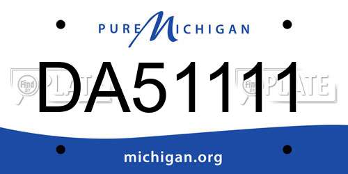 DA51111 Michigan License Plate