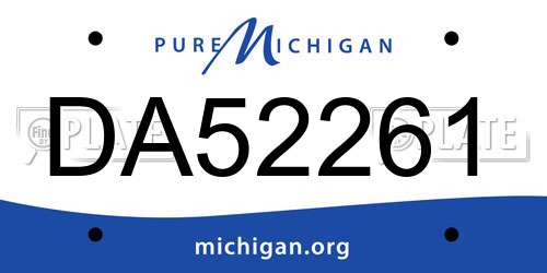 DA52261 Michigan License Plate