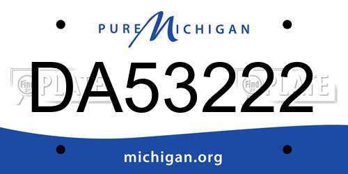 DA53222 Michigan License Plate