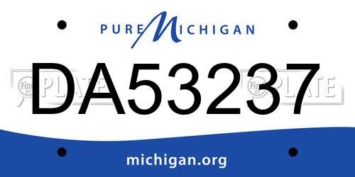 DA53237 Michigan License Plate