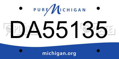 DA55135 Michigan License Plate