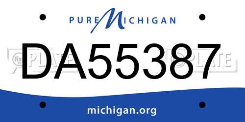 DA55387 Michigan License Plate