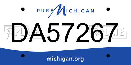DA57267 Michigan License Plate