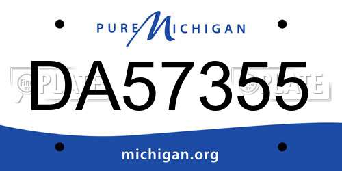 DA57355 Michigan License Plate