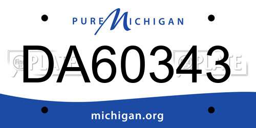 DA60343 Michigan License Plate