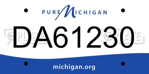 DA61230 Michigan License Plate