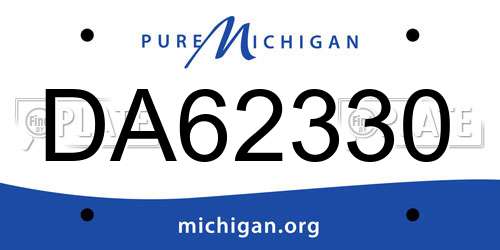DA62330 Michigan License Plate