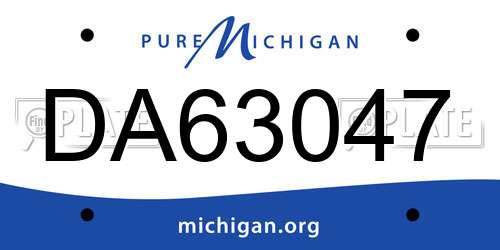 DA63047 Michigan License Plate