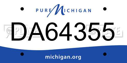 DA64355 Michigan License Plate