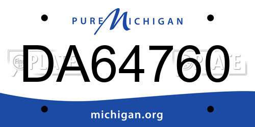 DA64760 Michigan License Plate
