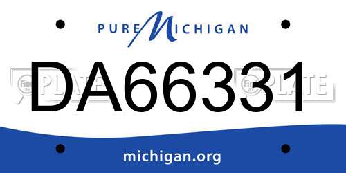 DA66331 Michigan License Plate