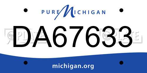 DA67633 Michigan License Plate