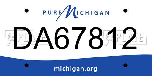 DA67812 Michigan License Plate