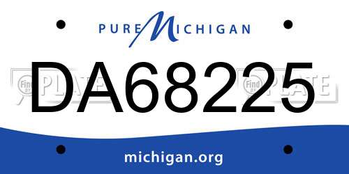DA68225 Michigan License Plate