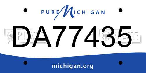 DA77435 Michigan License Plate