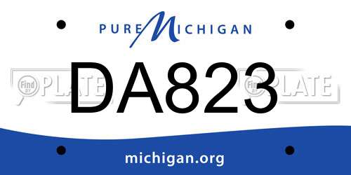 DA823 Michigan License Plate