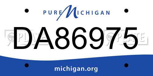 DA86975 Michigan License Plate