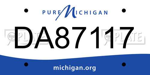 DA87117 Michigan License Plate