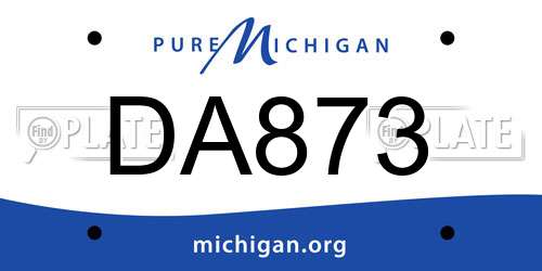 DA873 Michigan License Plate