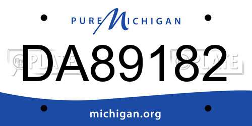DA89182 Michigan License Plate