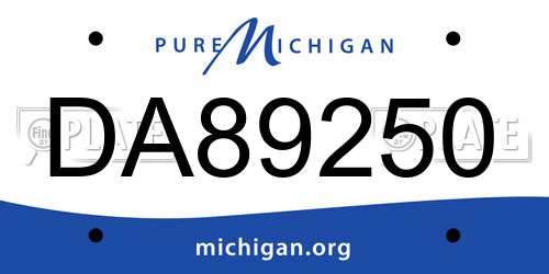 DA89250 Michigan License Plate