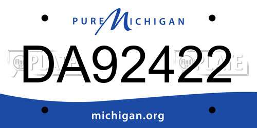 DA92422 Michigan License Plate