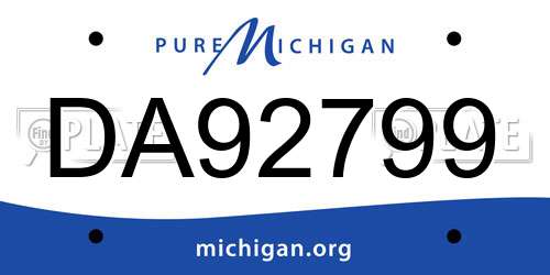 DA92799 Michigan License Plate
