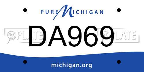 DA969 Michigan License Plate