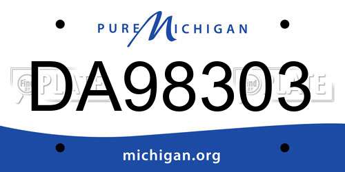 DA98303 Michigan License Plate