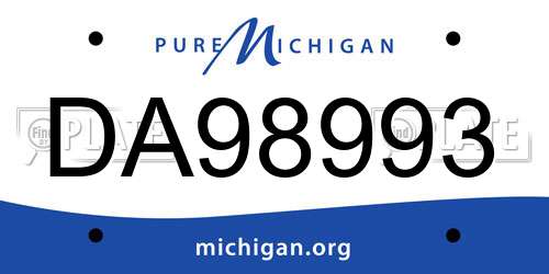 DA98993 Michigan License Plate